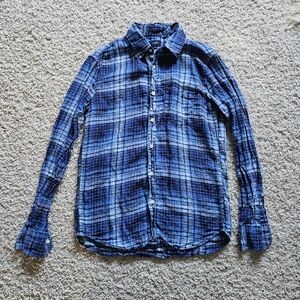 Blue Plaid J. Crew Slim Fit Long Sleeve Button Down Shirt